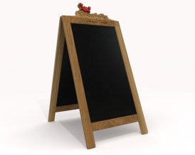 Reklamní křídový stojan pro restaurace s logem dvojtý 80x110 cm - dub